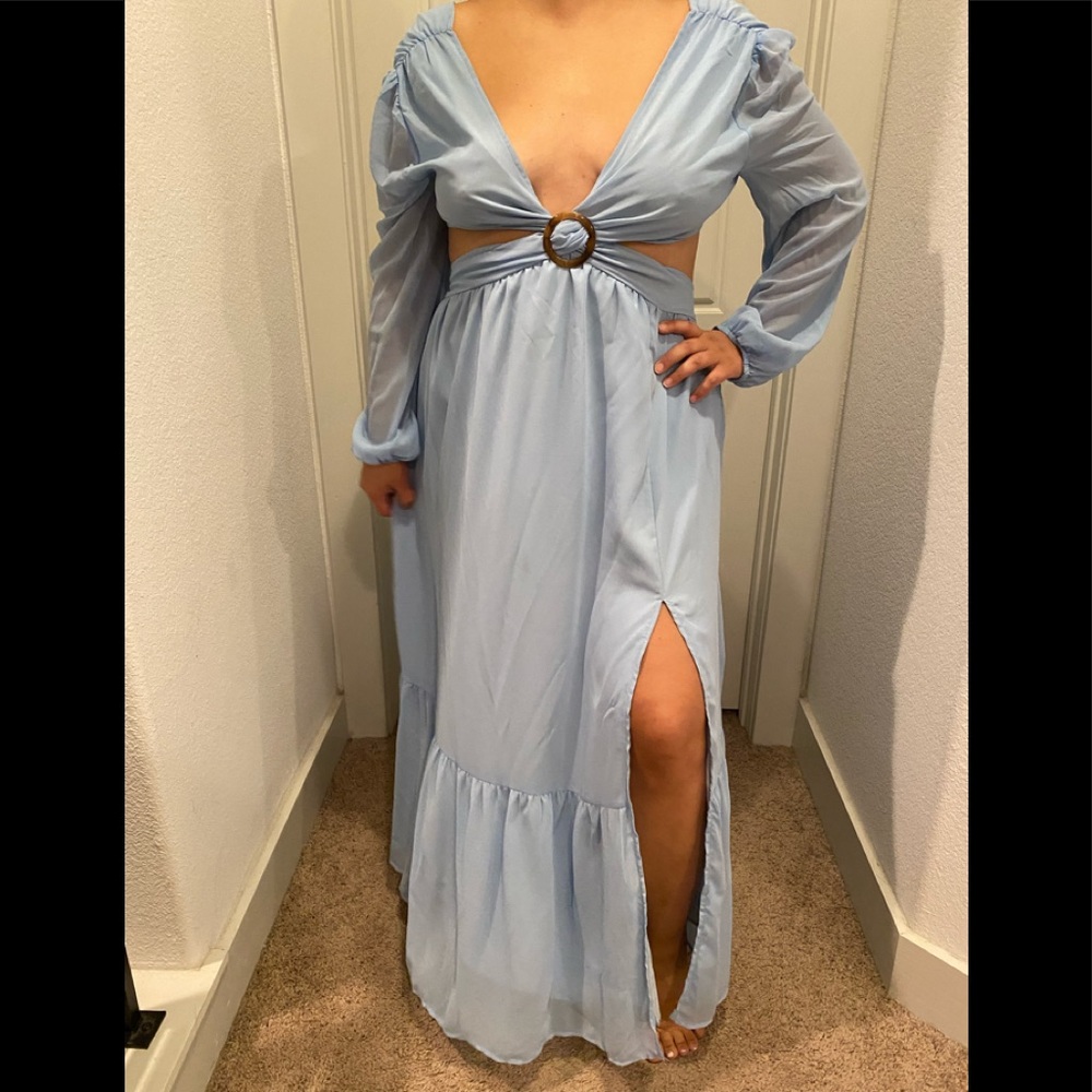 Baby blue Flowy Maxy Long Dress